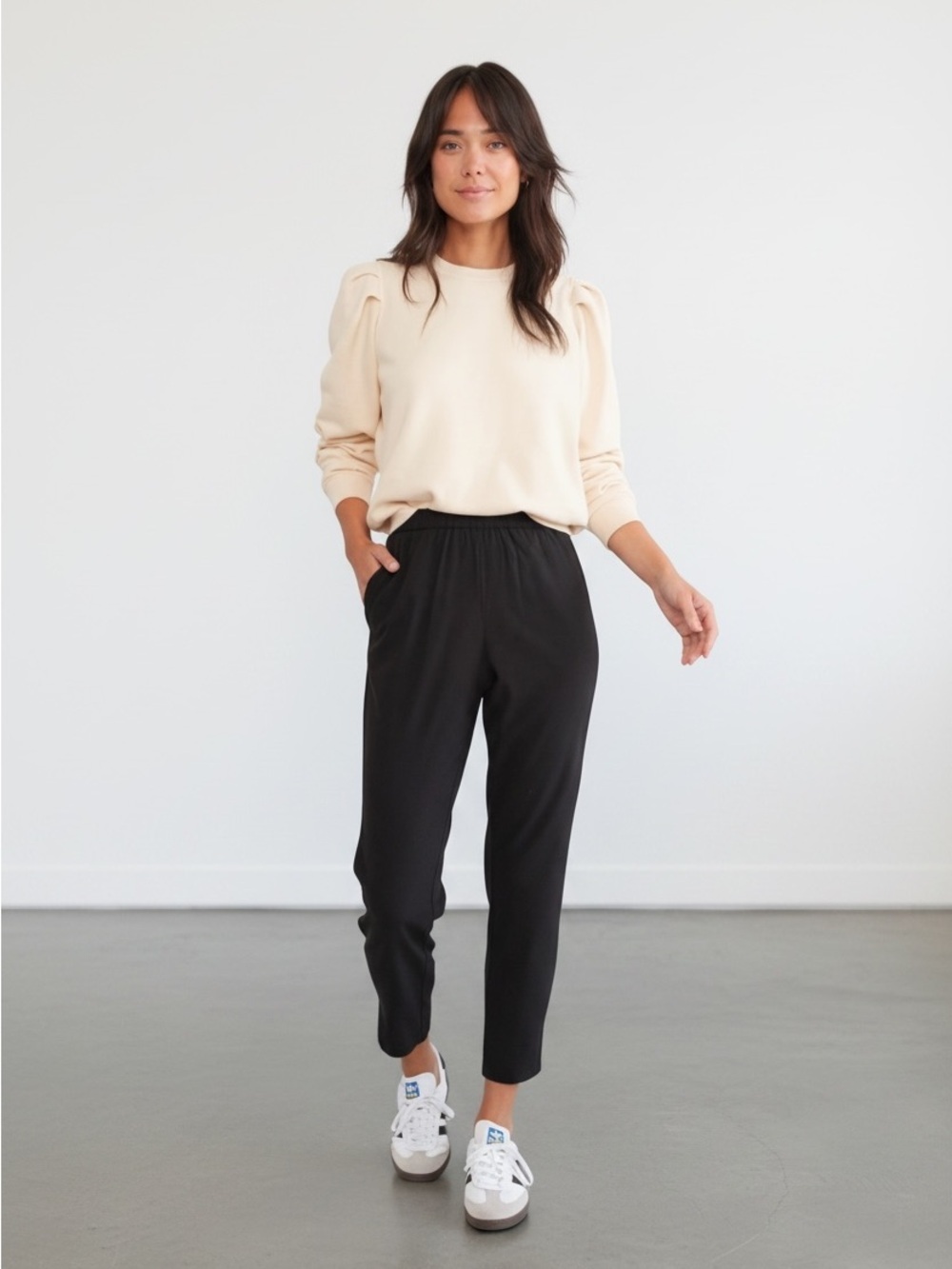 MARINE LAYER ALLISON PANTS HIGH RISE Textured PULL ON IN BLACK  Size M